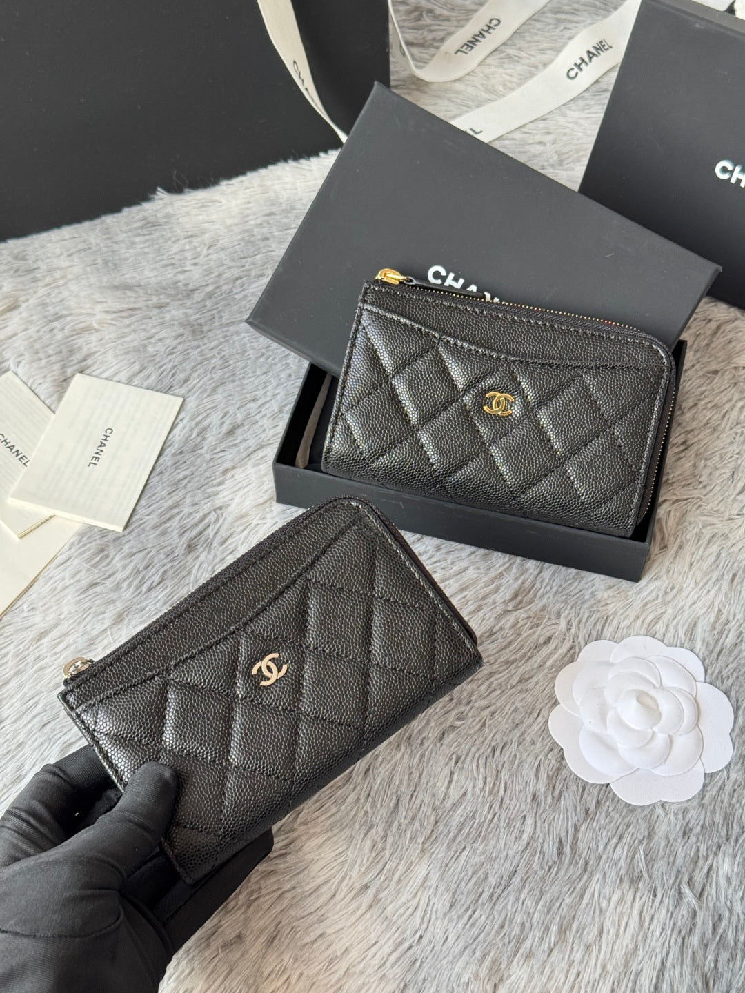 【シャネル】ミニマルな美しさ★ コイン＆カードケース ブラック AP3179