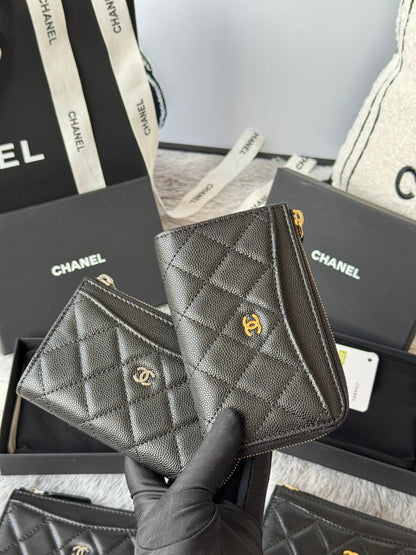 【シャネル】ミニマルな美しさ★ コイン＆カードケース ブラック AP3179