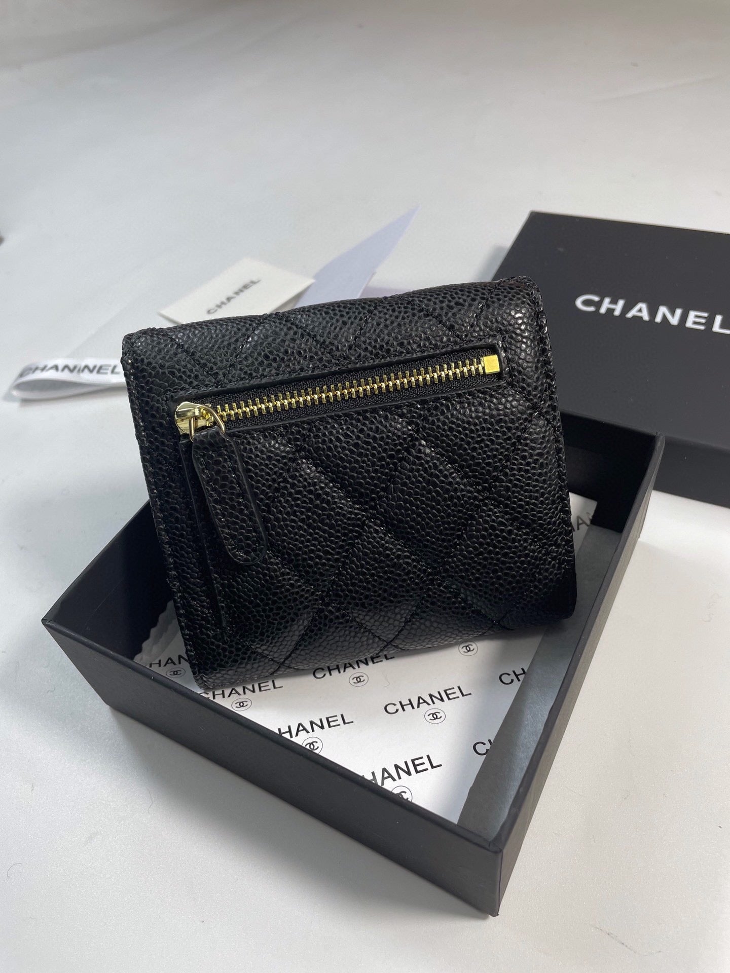 【シャネル】マトラッセ♪二つ折り財布 ♪ミニウォレット*キャビアスキン黒AP0229 AP0231