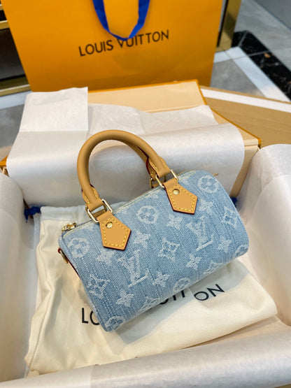 【ルイヴィトン】爽やかなデニム♪ ナノスピーディー♪ ショルダーバッグ 16