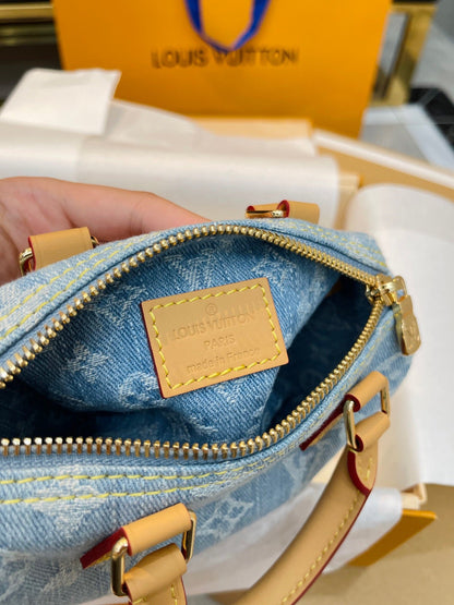 【ルイヴィトン】爽やかなデニム♪ ナノスピーディー♪ ショルダーバッグ 16