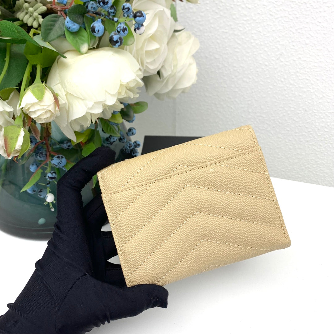 【サンローラン】大人気ロゴ 小銭入れ付き 三つ折り財布4色